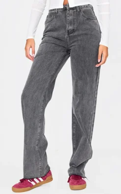 Tall Washed Grey High Waist Straight Leg Jeans