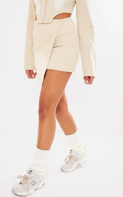 Tall Washed Stone Denim Asymmetrical Mini Skirt