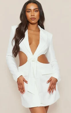 Tall White Cut Out Detail Blazer Dress