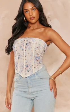 Tall Yellow Flower Broderie Boned Corset Top