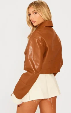 Tan Cropped Zipped Detail Aviator