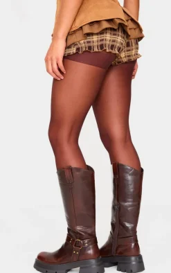 Tan Frilly Peplum Detail Skirt