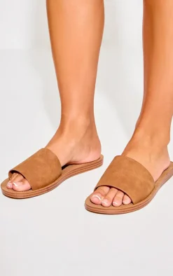 Tan Pu Round Toe Basic Mule Flat Sandal