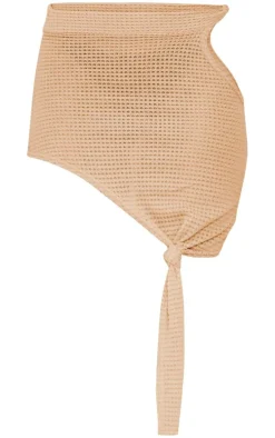 Tan Textured Twist Knot Detail Mini Skirt