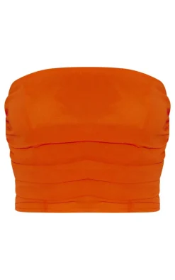 Tangerine Ruched Bandeau Top