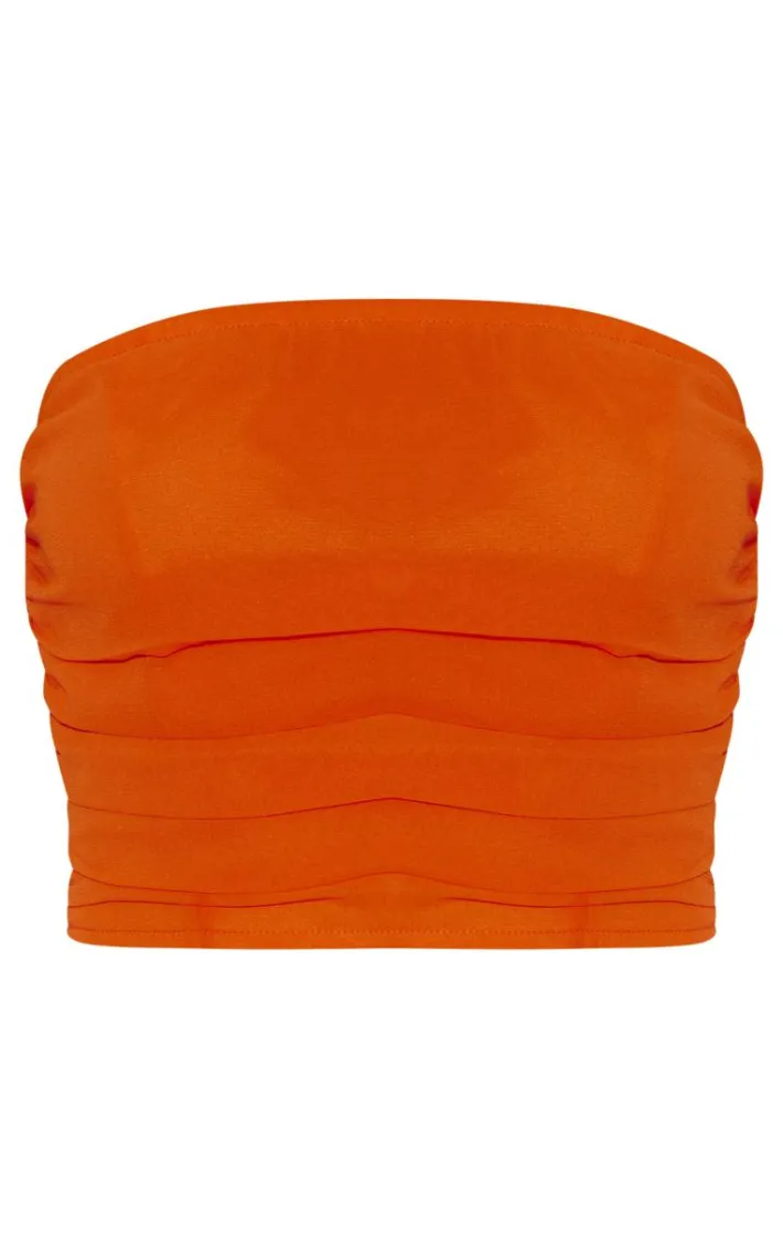 Tangerine Ruched Bandeau Top