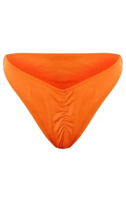 Tangerine Ruched Seam Bikini Bottoms