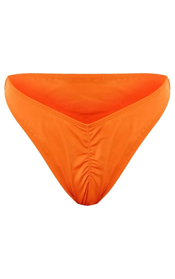 Tangerine Ruched Seam Bikini Bottoms