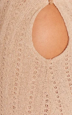 Taupe Crochet Low Back Maxi Dress