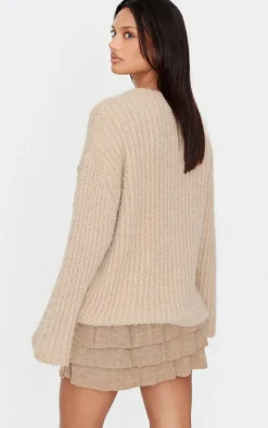 Taupe Eyelash Knit Super Oversized Sweater