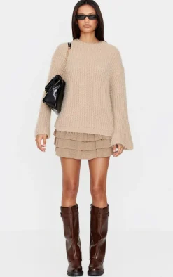 Taupe Eyelash Knit Super Oversized Sweater