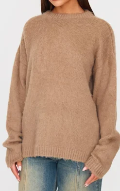 Taupe Fluffy Knit Oversized Sweater