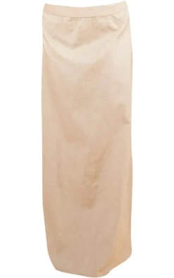 Taupe Linen Look Floaty Maxi Skirt