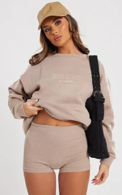 Taupe Miami Embroidered Sweatshirt