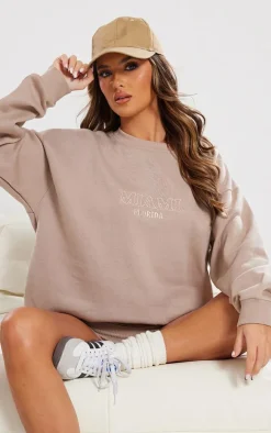 Taupe Miami Embroidered Sweatshirt