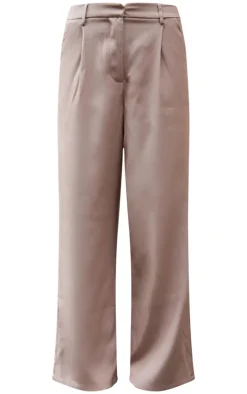 Taupe Premium Pleat Front Straight Leg Tailored Pants