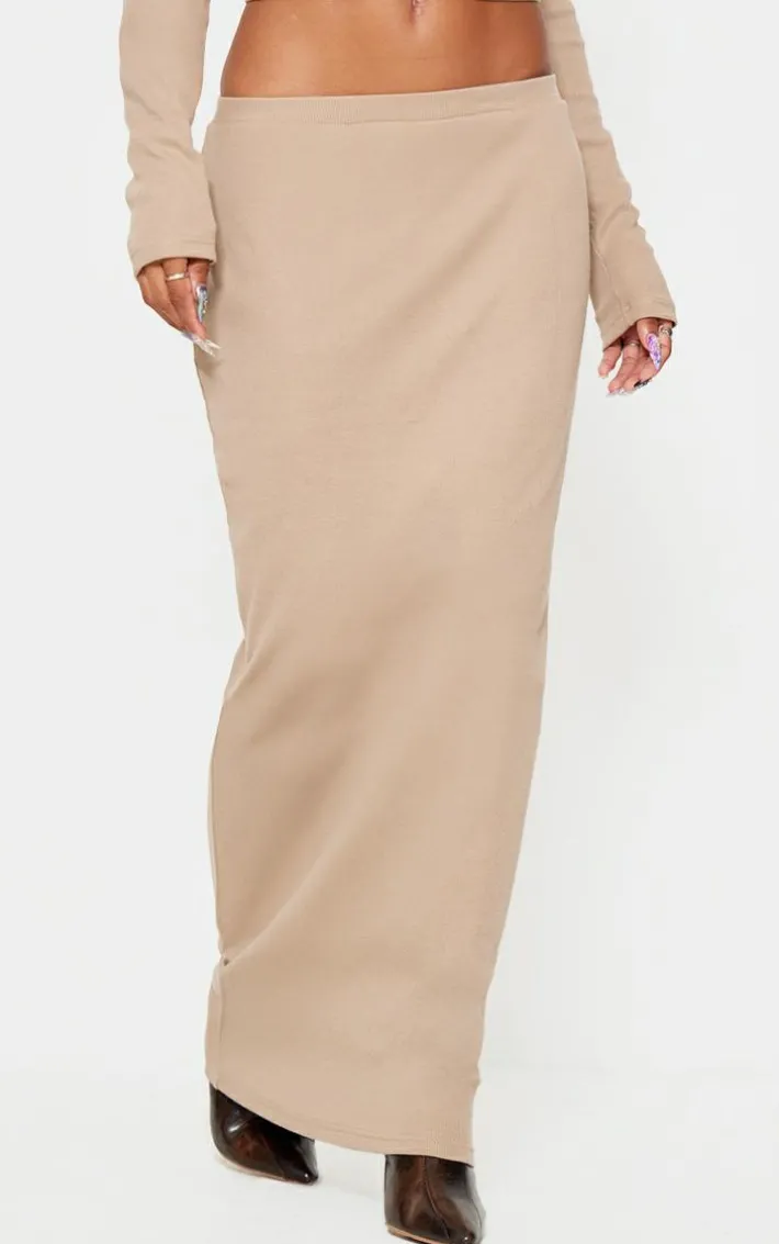 Taupe Rib Maxi Skirt