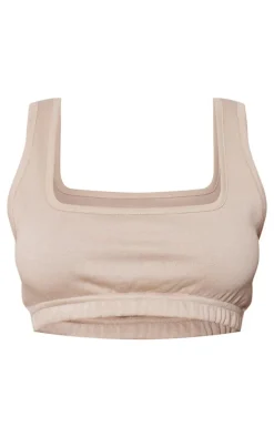 Taupe Scoop Neck Crop Top