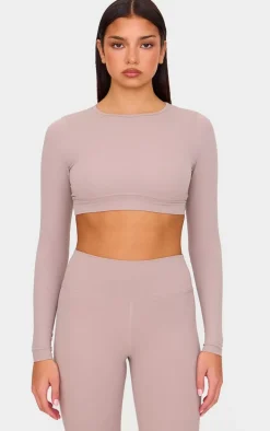 Taupe Sculpt Long Sleeve Sports Top