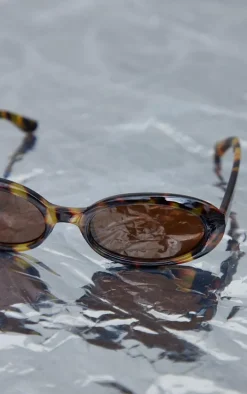 Taupe Small Oval Sunglasses