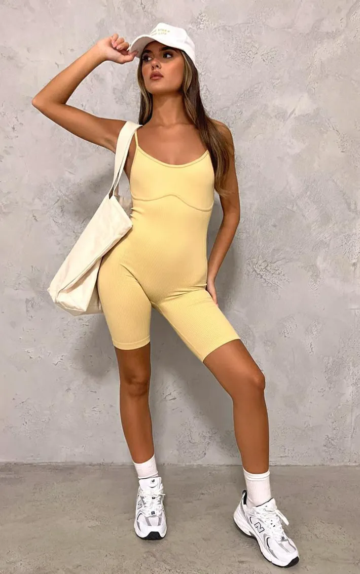 Taupe Snatched Rib Contrast Bust Unitard