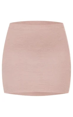 Taupe Textured Jersey Mini Skirt