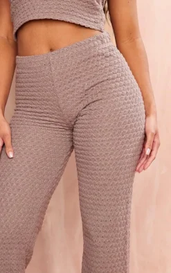 Taupe Textured Rib Flare Pants