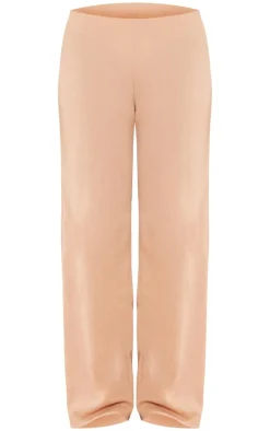 Taupe Textured Wide Leg Pants