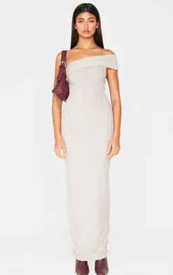 Taupe Towel One Shoulder Maxi Dress