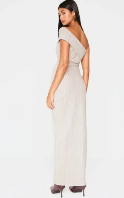 Taupe Towel One Shoulder Maxi Dress