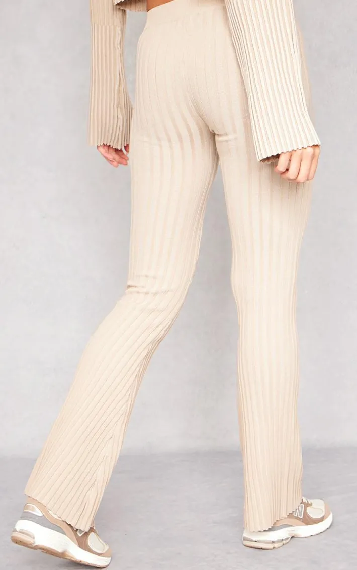 Taupe Two Tone Thick Rib Knit Leggings