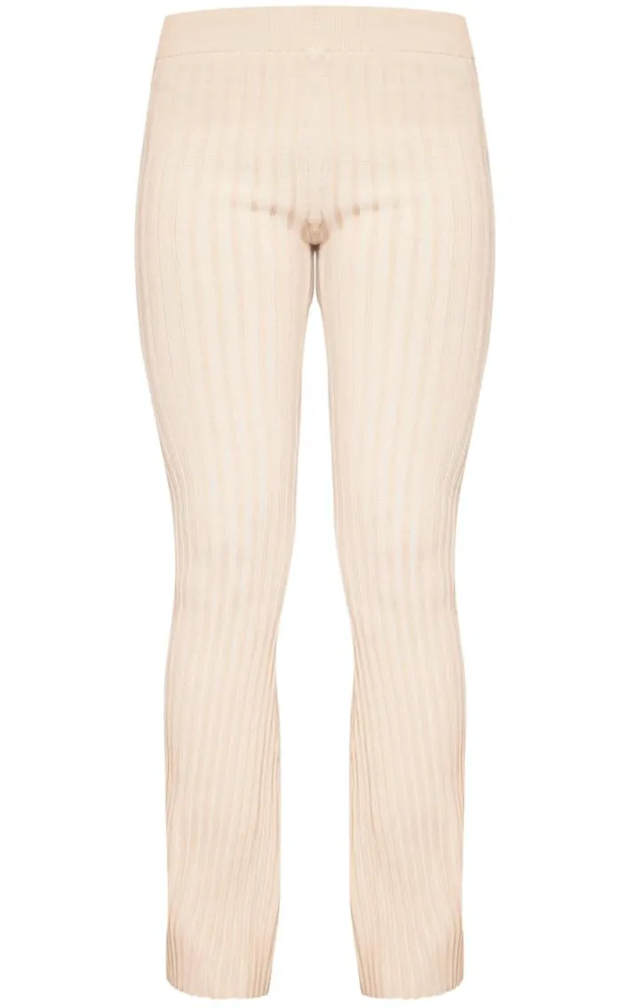 Taupe Two Tone Thick Rib Knit Leggings