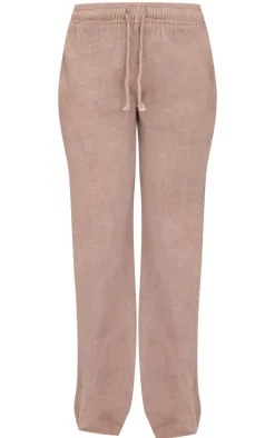Taupe Washed Ribbed Wide Leg Pants