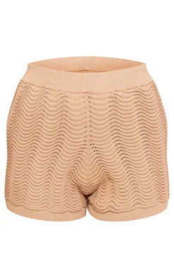 Taupe Wave Knit Shorts