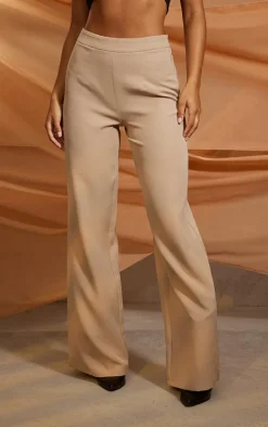 Taupe Woven High Waisted Tailored Wide Leg Pants