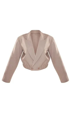 Taupe Woven Oversized Cropped Jacket