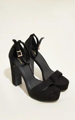 Taya Black Faux Suede Platform Sandals