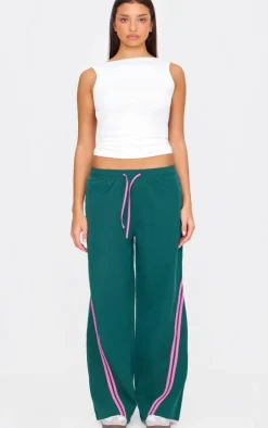 Teal Asymmetric Side Stripe Detail Track Pants