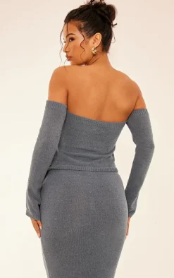 Teal Frill Sleeve Tie Front Knit Top