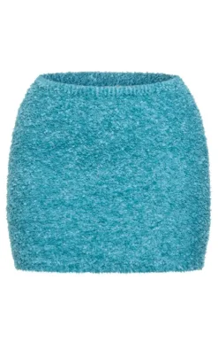Teal Fuzzy Knit Key Hole Bandeau Top