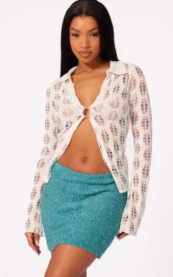 Teal Fuzzy Knit Low Rise Mini Skirt