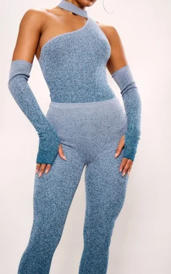 Teal Marl Knit Cut Out Leggings