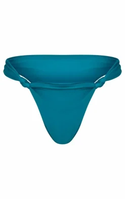 Teal Ruched Knot Bikini Bottoms
