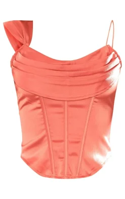 Terracotta Hammered Satin Draped Bust Corset