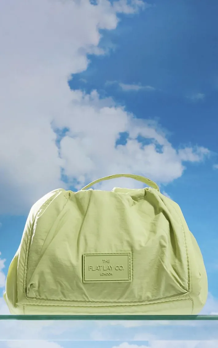 The Flat Lay Co. Drawstring Makeup Bag In Light Green Parachute