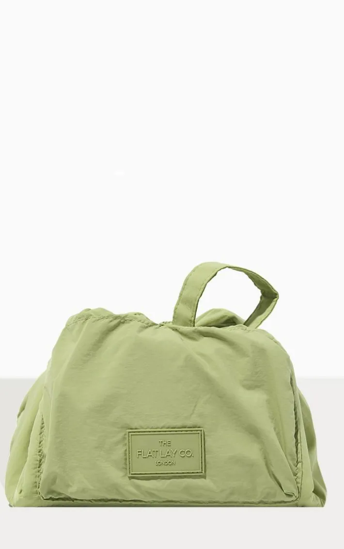 The Flat Lay Co. Drawstring Makeup Bag In Light Green Parachute