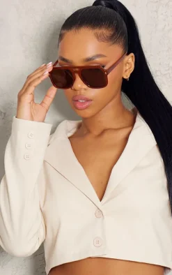 Toffee Oversized Visor Aviator Sunglasses