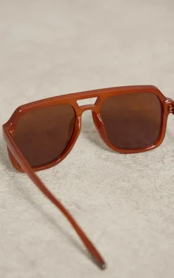 Toffee Oversized Visor Aviator Sunglasses