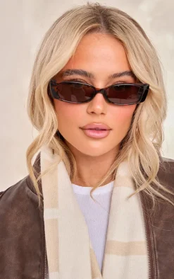 Tortoiseshell Cat Eye Slim Sunglasses