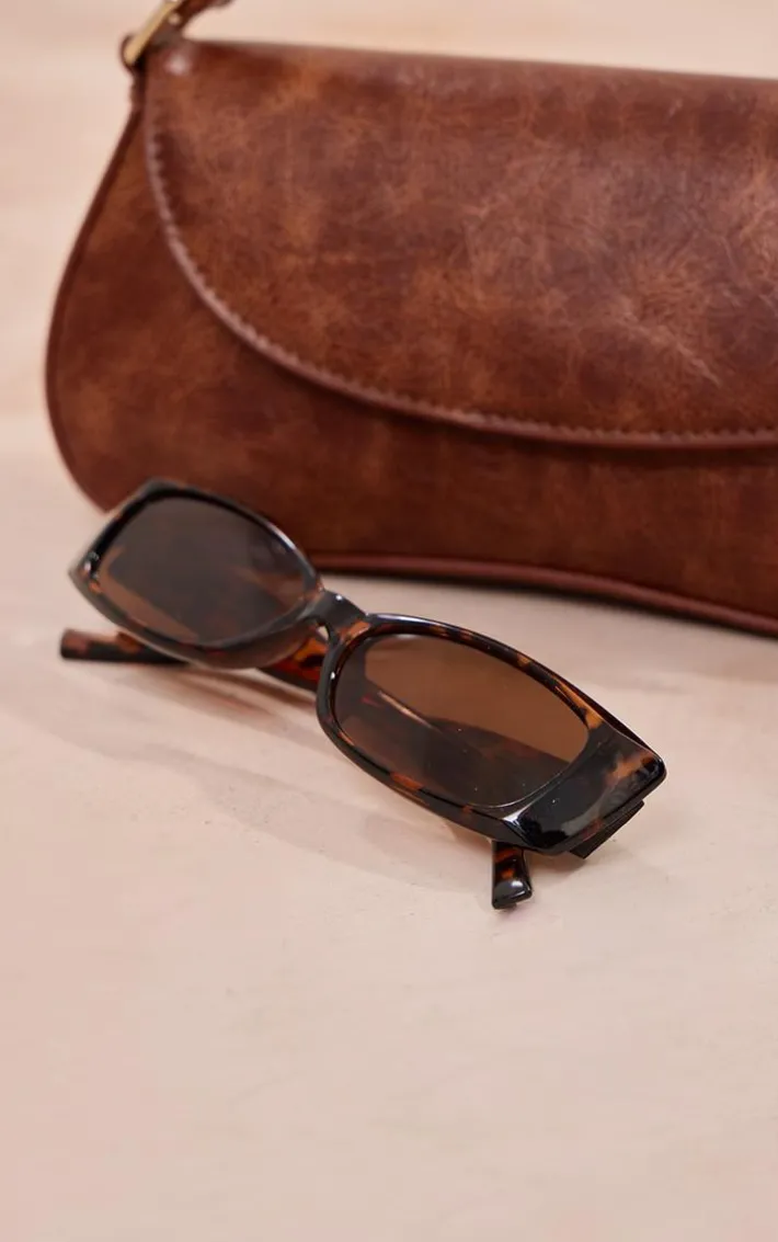 Tortoiseshell Cat Eye Slim Sunglasses